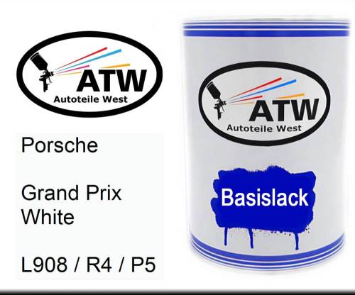 Porsche, Grand Prix White, L908 / R4 / P5: 500ml Lackdose, von ATW Autoteile West.